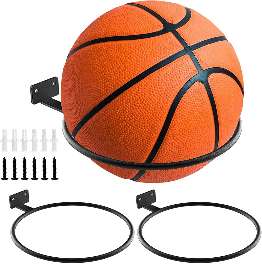 Basketball Holder Wall Mount Soccer Display Rack Metal Universal Ball Display Rack Stand for Bask... | Amazon (US)