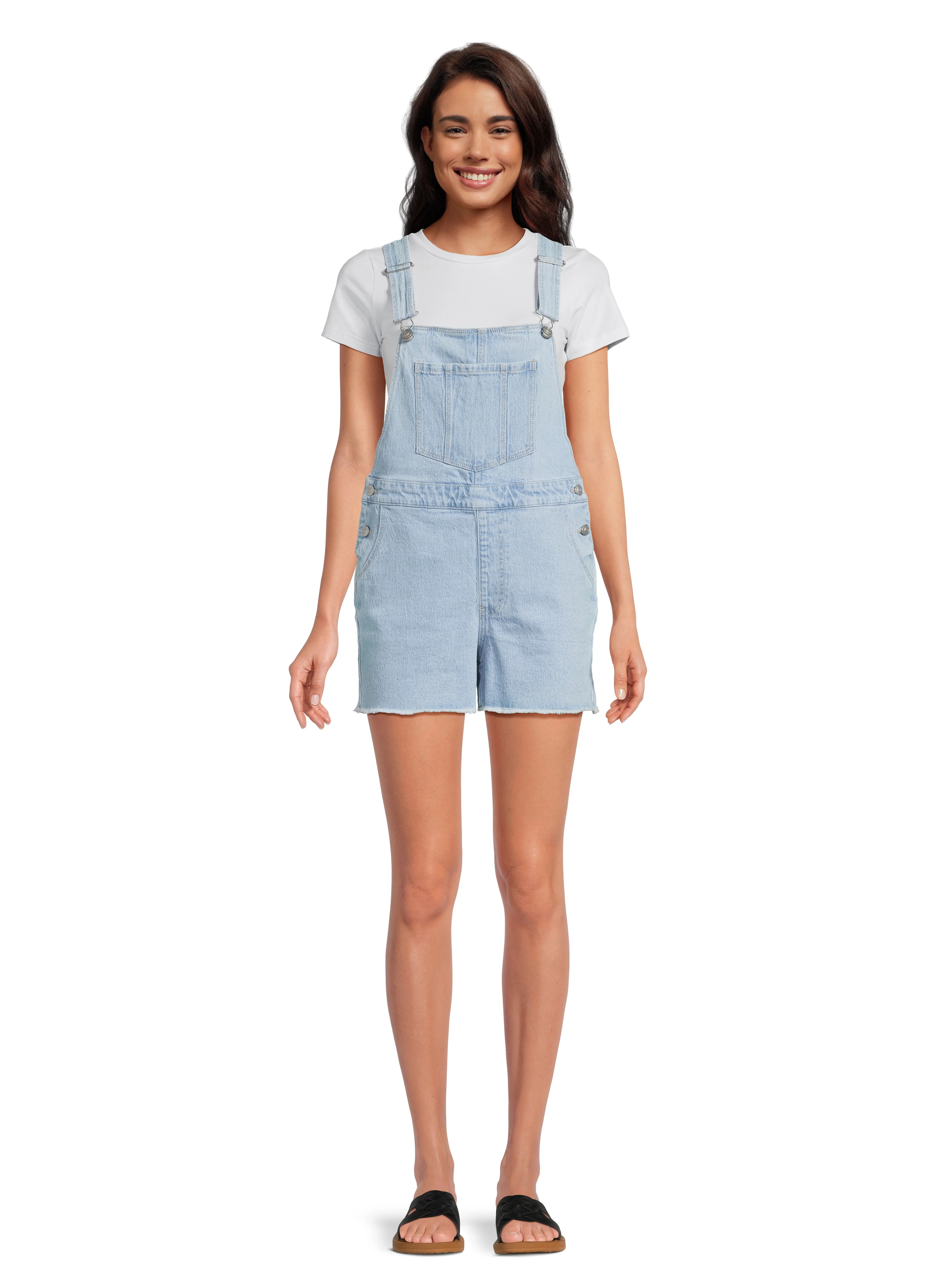No Boundaries Juniors Relaxed Boyfriend Shortalls, 3.5" Inseam, Sizes XS-XXXL - Walmart.com | Walmart (US)