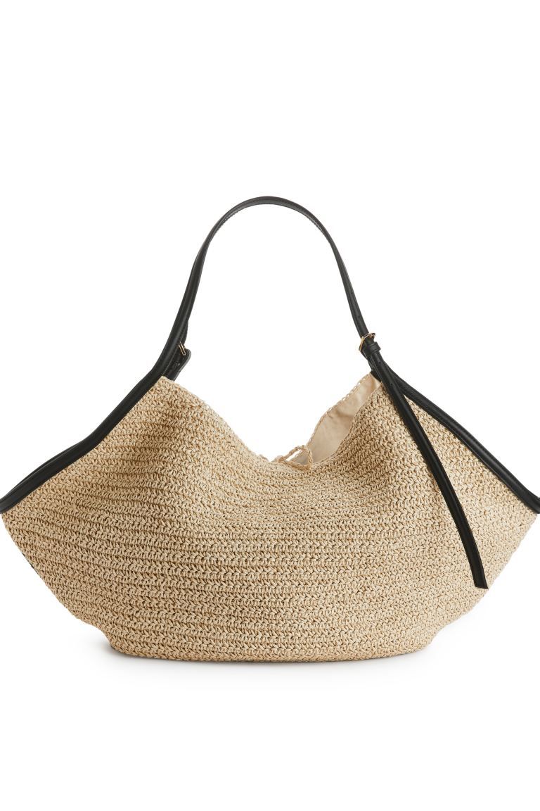 Leather-Detailed Straw Bag | H&M (UK, MY, IN, SG, PH, TW, HK)