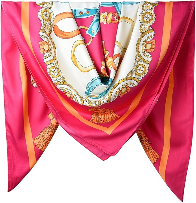 40" Women Twill Satin Polyester Silk Feeling Square Hair Wrapping Square Scarfs | Amazon (US)