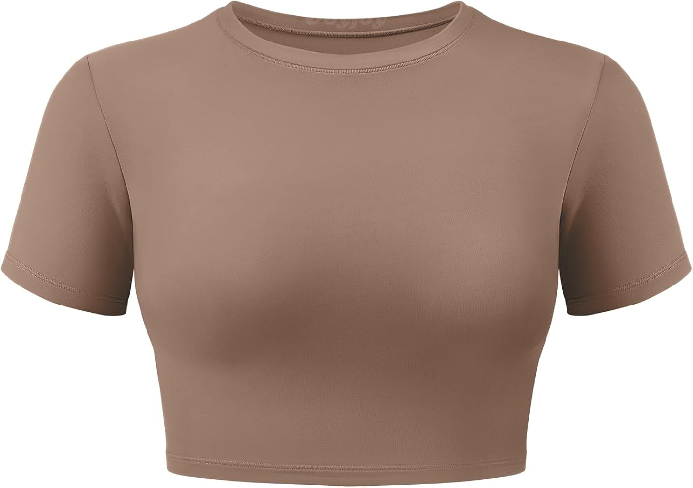 VOYJOY Womens Double Lined Fitted Short Sleeve Crop Tops Crew Neck Casual Workout T Shirts Cute B... | Amazon (US)