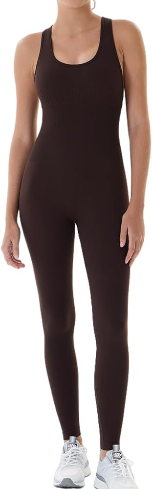AUROLA Power Workout Jumpsuit for Women Yoga Gym Seamless One Piece Racerback Tummy Control Padde... | Amazon (US)