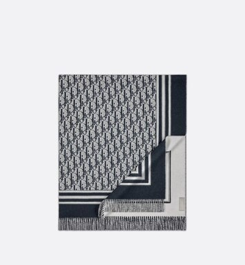 Dior Oblique Blanket Navy Blue and Gray Wool and Cashmere - Accessories - Men's Fashion | DIOR | Dior Beauty (US)