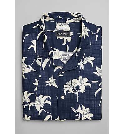 Jos. A. Bank Traditional Fit Spread Collar Short Sleeve Lily Camp Shirt | Jos. A. Bank