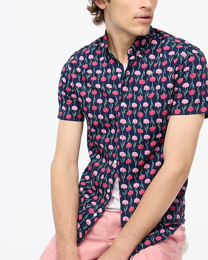 Printed short-sleeve slim flex casual shirt | J.Crew Factory