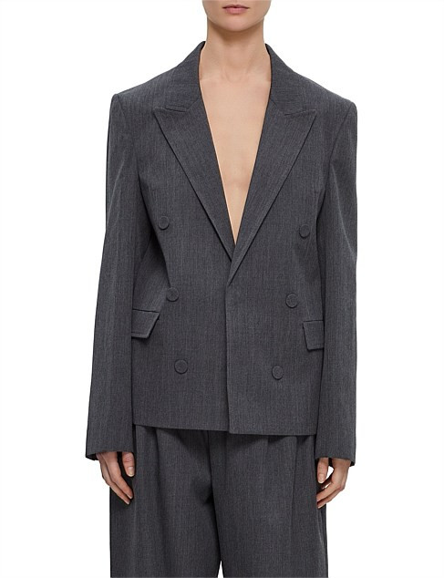 Jw Anderson Double Breasted Wool Blazer Charcoal | David Jones | David Jones (Australia & New Zealand)