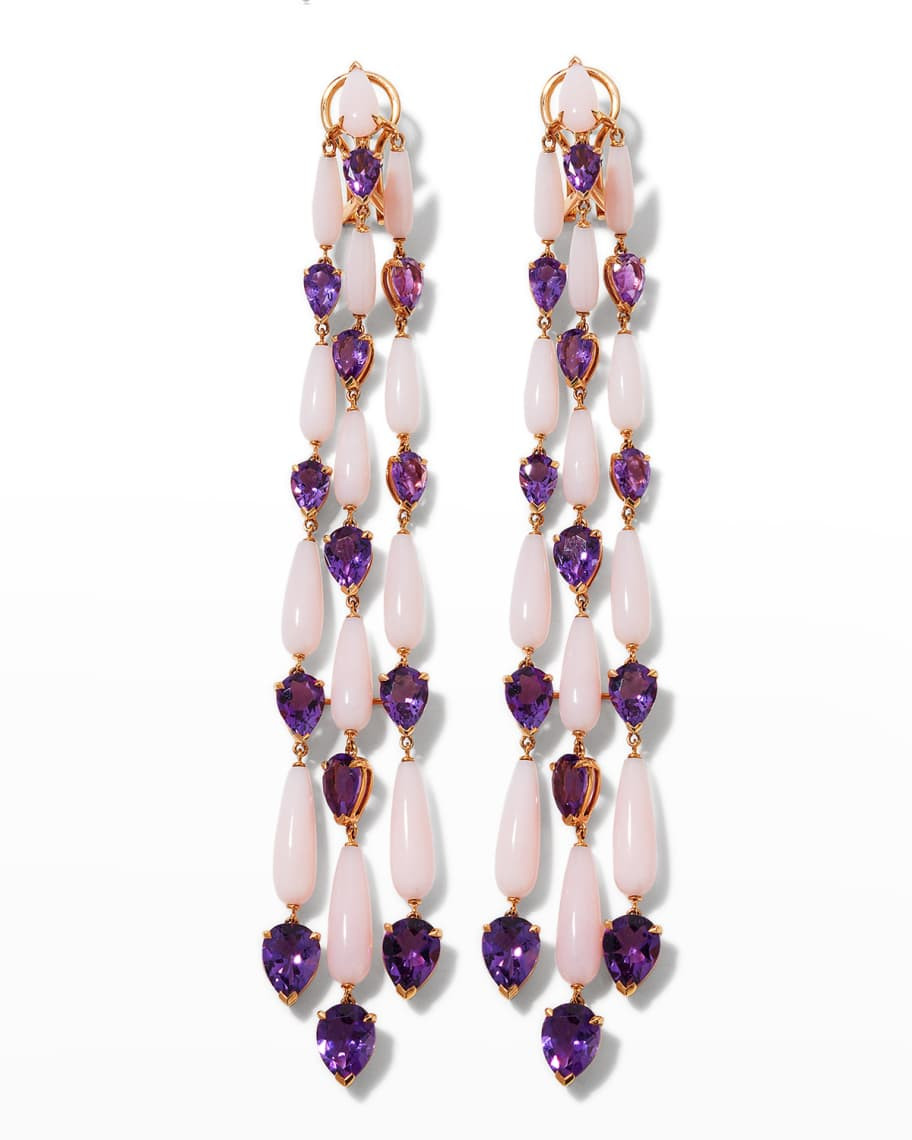 Etho Maria 18k Pink Gold Pear-Cut Amethyst and Pink Opal Earrings | Neiman Marcus