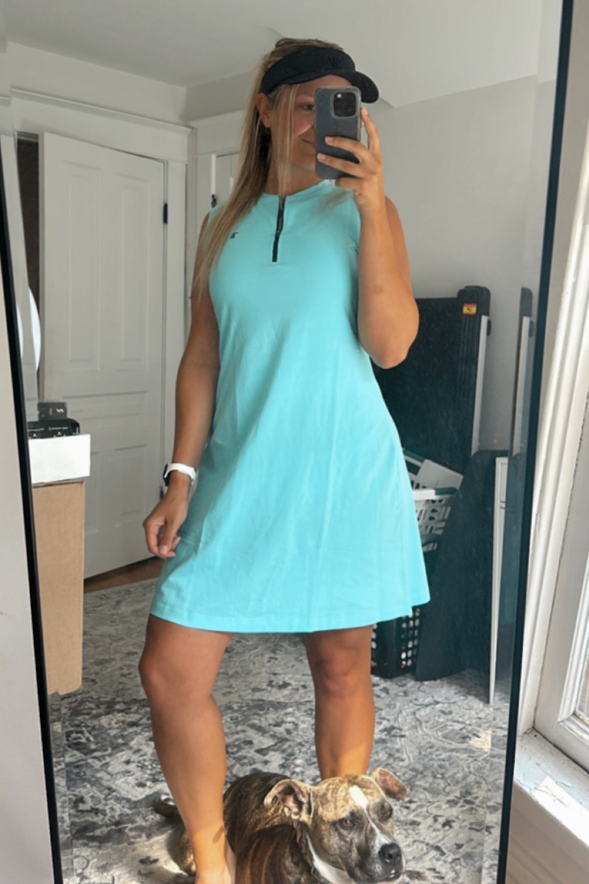 This dress!! The color!! 👗 wearing a medium. This dress is a perfect length for stricter clubs. It’s long enough while not being TOO long. The mock neck is perfect!! No shorts underneath but I have so many extra pairs so it’s fine 🫶🏻🥰🩵

#LTKFindsUnder50 #LTKActive #LTKFitness