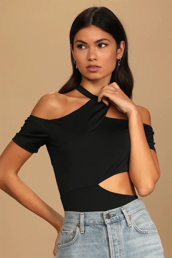 Pieces of Me Black Cutout Short Sleeve Bodysuit | Lulus (US)