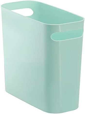 mDesign Slim Plastic Rectangular Small Trash Can Wastebasket, Garbage Container Bin with Handles ... | Amazon (US)