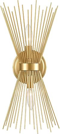 YUBOLE Brass 2-Light Vanity Light Mid-Century Modern Starburst Wall Sconce Lamp Sunburst Sconce A... | Amazon (US)
