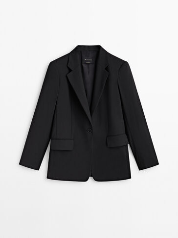 Schwarzer Anzugblazer aus leichter Sommerwolle - Massimo Dutti Deutschland | Massimo Dutti DE