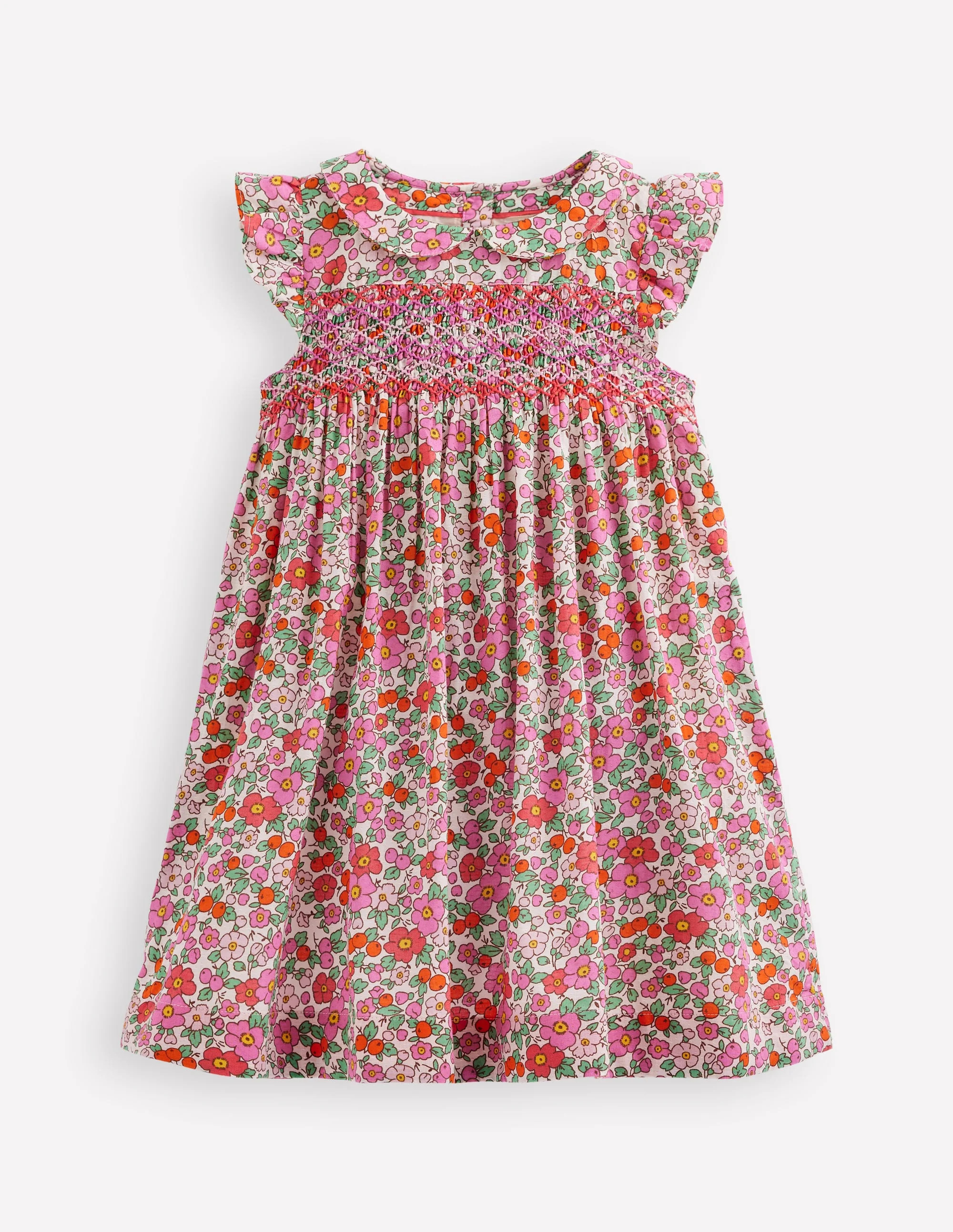 Adeline Smocked Dress-Pink Apple Blossom Floral | Boden UK