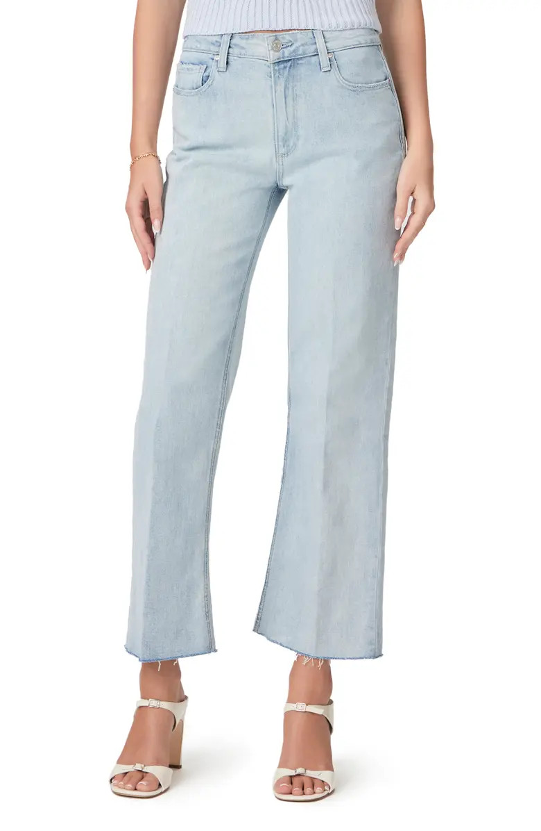 Leenah Raw Hem High Waist Ankle Wide Leg Jeans | Nordstrom