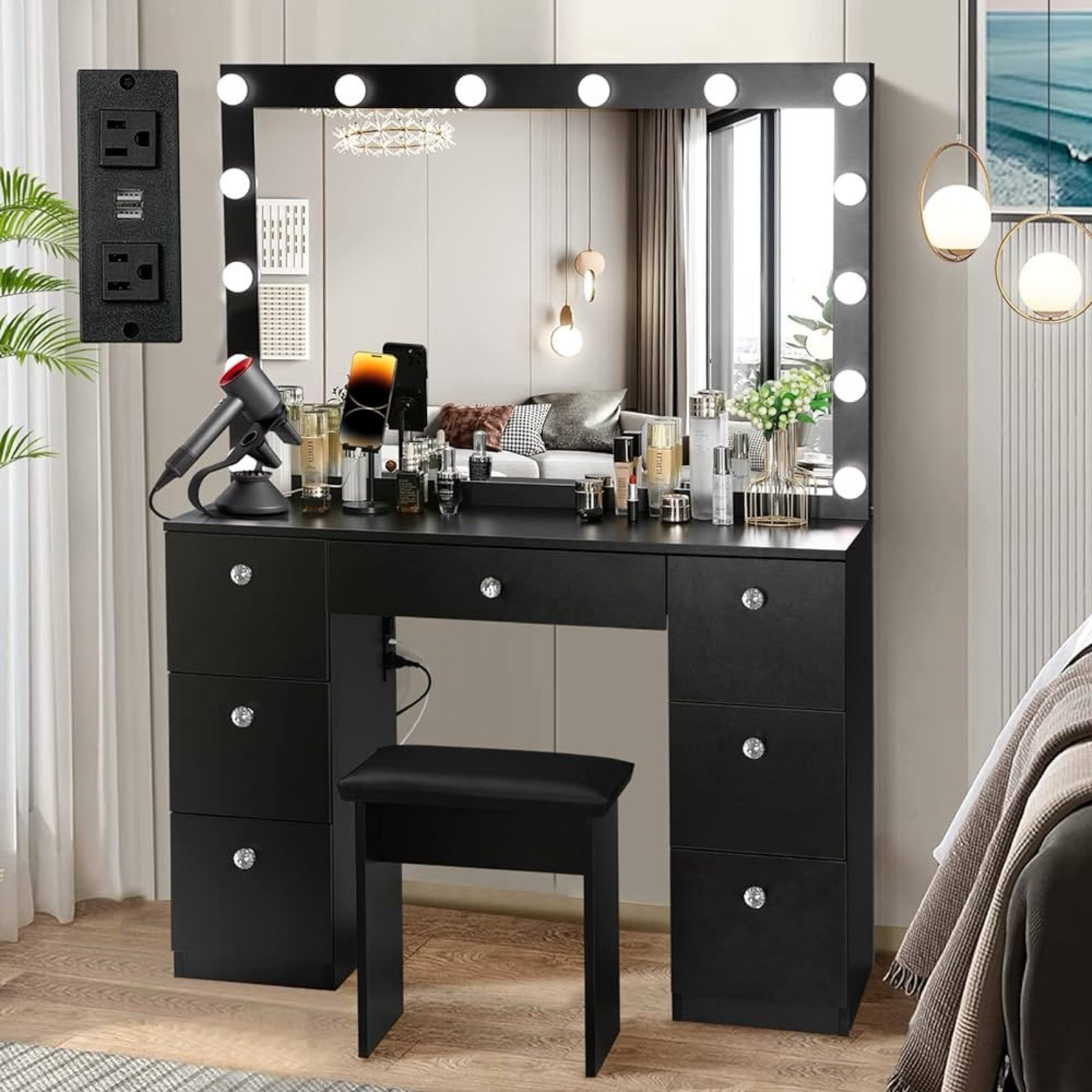 Vanity with lights, drawers, outlets
Beauty vanity
Apartment decor
Home decor
Amazon finds
Amazon home decor
Amazon furnituree

#LTKhome #LTKHoliday #LTKGiftGuide