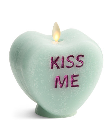 Moving Flame Conversation Heart Candle | Marshalls