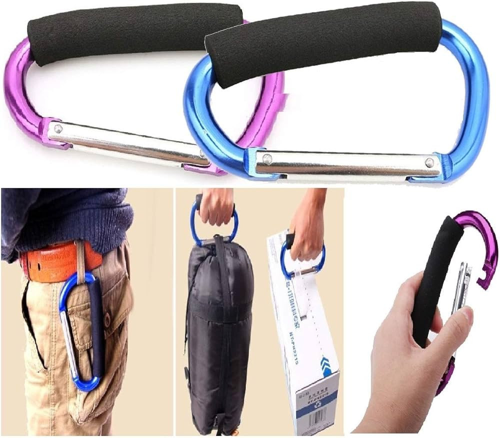 Large Stroller Hooks for Mommy, 2 pcs Carabiner Stroller Hook Organizer for Hanging Purses, Diape... | Amazon (US)