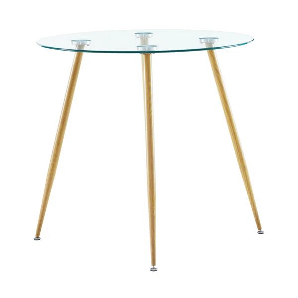 Modern Glass Dining Table Round Glass Dining Room Table - Tempered Glass Top With Metal Legs For ... | Wayfair North America