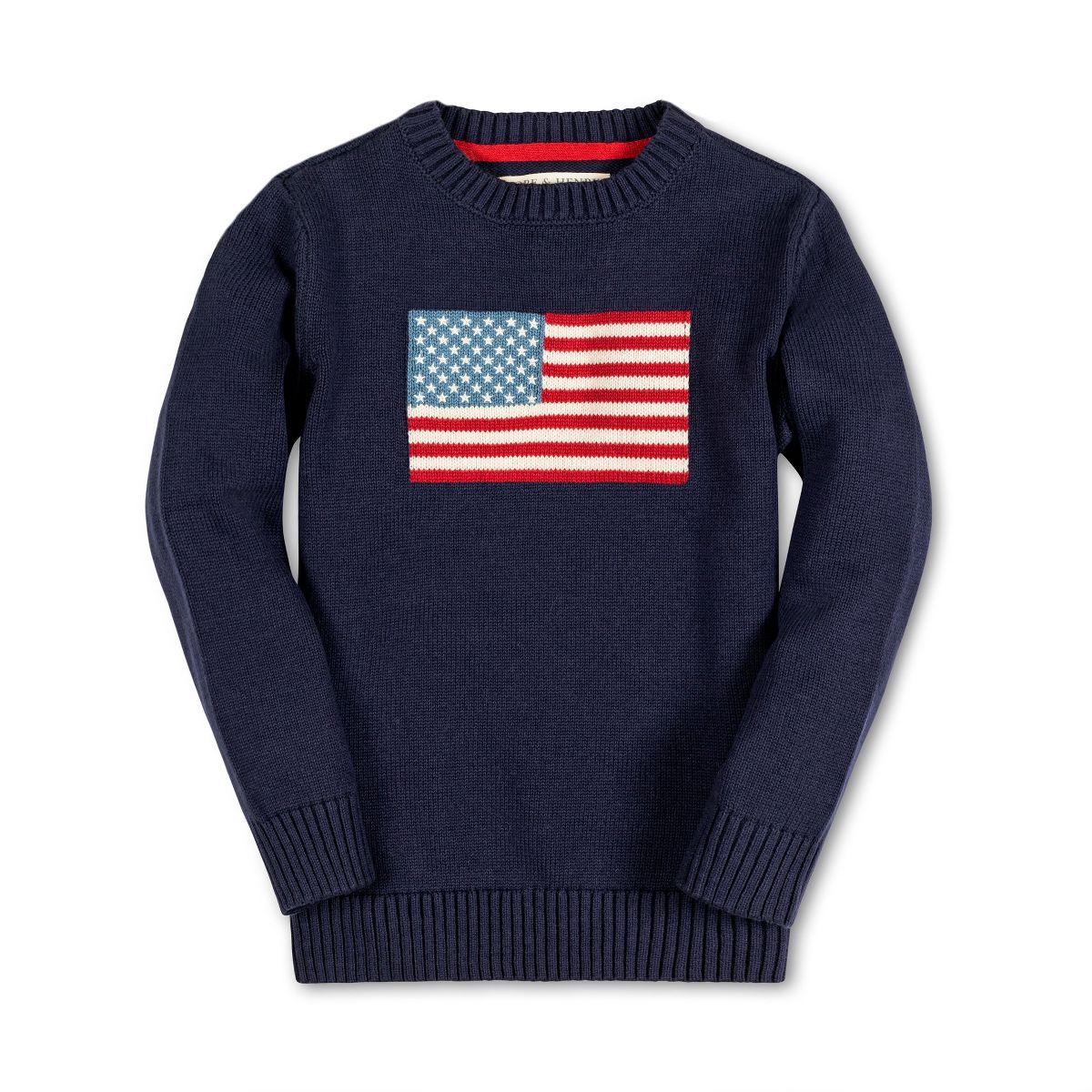 Hope & Henry Boys' Long Sleeve Flag Intarsia Crew Neck Pullover Sweater, Infant | Target