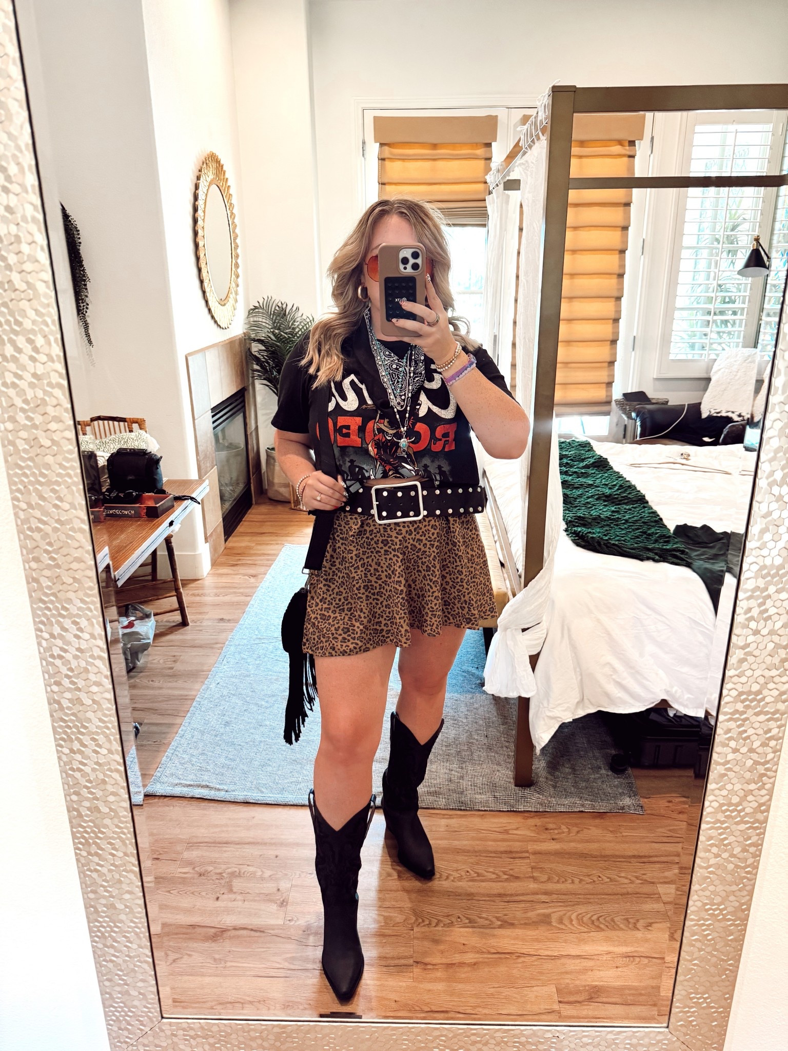 Stagecoach Outfit - Night One 🐆❤️🖤

Size 12 | Large | 5’4” | Country Concert Outfit

Skirt is from AE last season, boots are Jeffery Campbell, Purse is Miranda Lamberts shop but I linked similar! 🫶🏻

#LTKFestival #LTKStyleTip #LTKMidsize