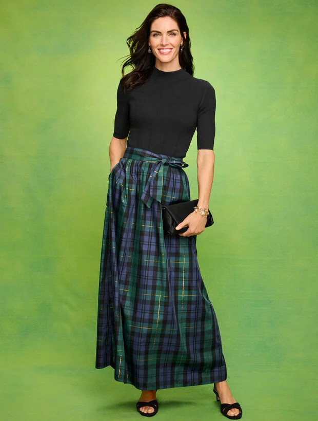 Taffeta Fit & Flare Skirt - Sloane Tartan | Talbots