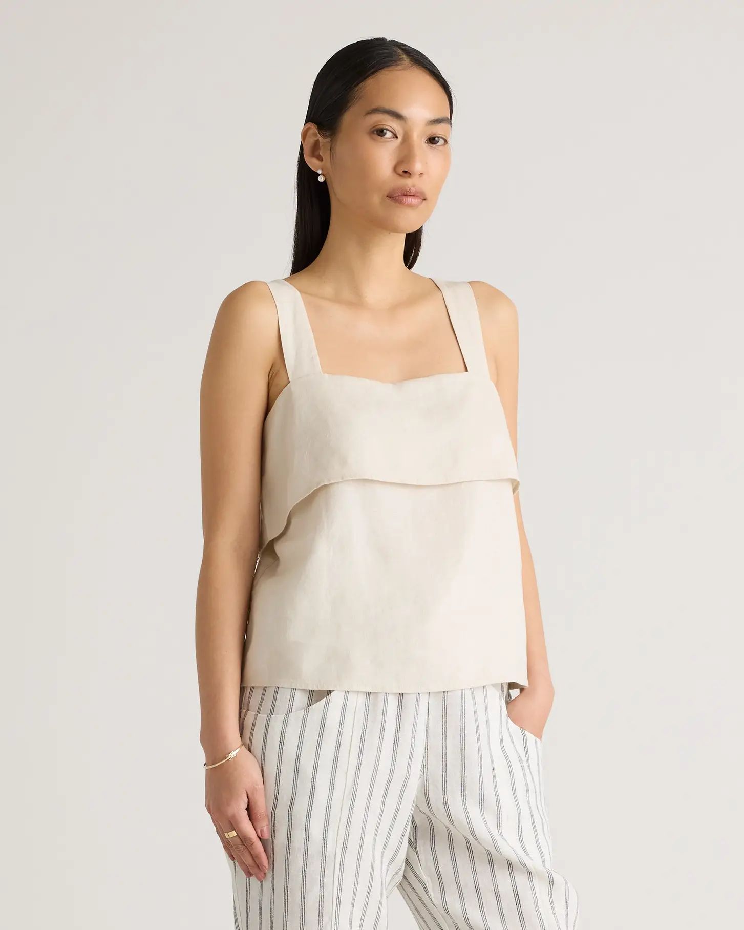 100% European Linen Square Neck Tank | Quince