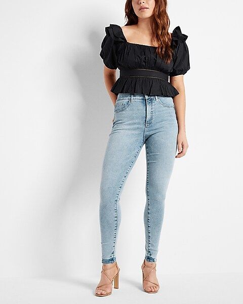 High Waisted Light Wash Skinny Jeans | Express