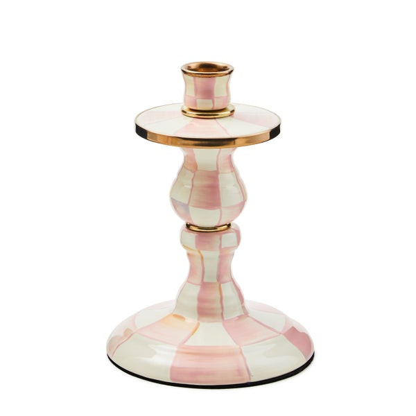 MacKenzie-Childs Rosy Check Small Candlestick | MacKenzie-Childs