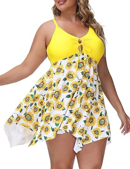 Hanna Nikole Womens One Piece Tummy Control Swimdress Plus Size Skirtini Cover Up Swimsuit | Amazon (US)
