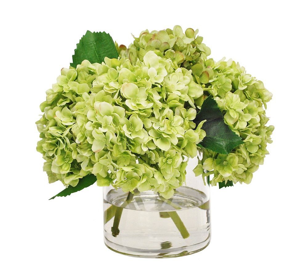 Faux Green Hydrangea In Glass Vase | Pottery Barn (US)