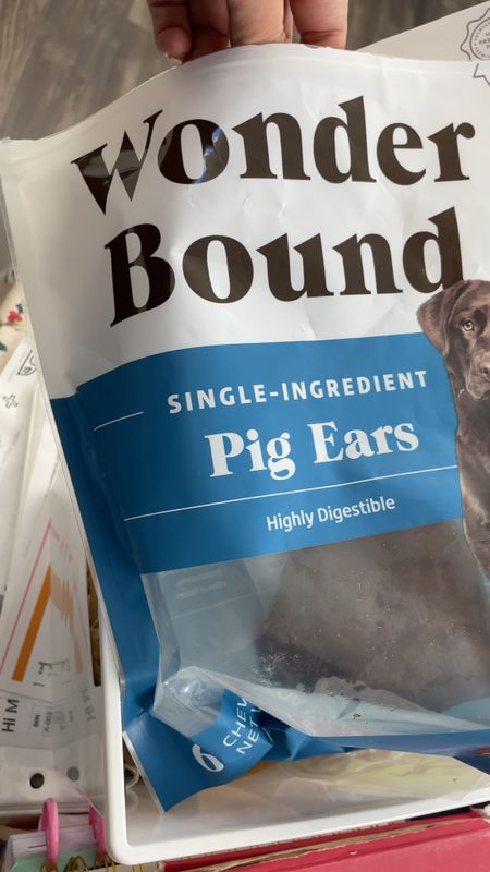 My rescues pup’s most favorite treat from Amazon! A 6 packs last’s my pup 1 month.

Wonder Bound Single-Ingredient Pig Ears are long lasting, highly digestible and downright delicious. Sourced from pigs raised without added hormones or antibiotics, our pig ear chews are made of only 100% premium quality pork and slow roasted for optimal flavor. Their durable texture supports dental health by removing plaque and tartar as dogs chew while providing hours of gnawsome delight. They're a minimally processed and tasty reward your dog will love.
Features & details
SINGLE INGREDIENT: Made with only 100% premium quality pork, slow roasted for flavor
HIGHLY DIGESTIBLE: Great for sensitive tummies and an alternative to splinter-prone rawhide or bones
SUPPORTS DENTAL HEALTH: Durable texture helps remove plaque and tartar as dogs chew
MINIMALLY PROCESSED and hand inspected to ensure quality
Sourced from pigs raised without added hormones or antibiotics; and no added grain, gluten, sugar or artificial preservatives, colors or flavors
Includes 6 whole pig ears for dogs in a resealable pouch

#LTKhome #LTKfamily #LTKVideo