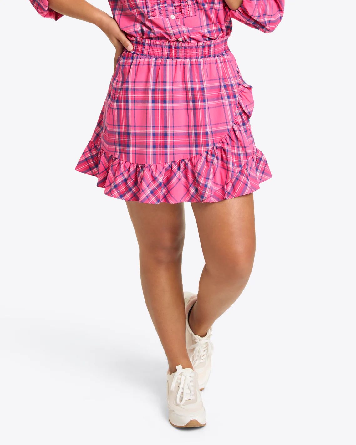 Ruffle Wrap Skirt in Pink Angie Plaid | Draper James (US)