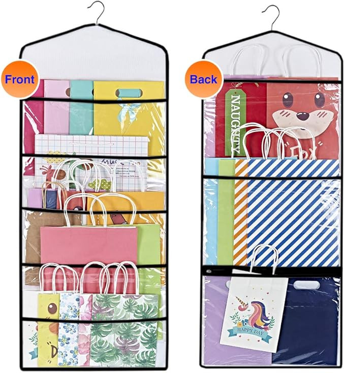ProPik Hanging Double Sided Gift Bag Storage Organizer with Multiple Front and Back Pockets Organ... | Amazon (US)