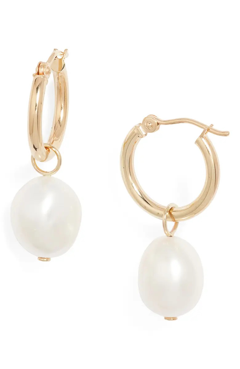 Gold Hoop Earrings with Removable Pearl Charms | Nordstrom