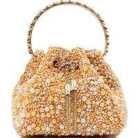 Luxurious Gold Pearly Bucket Bag with Chain Strap | Debenhams UK