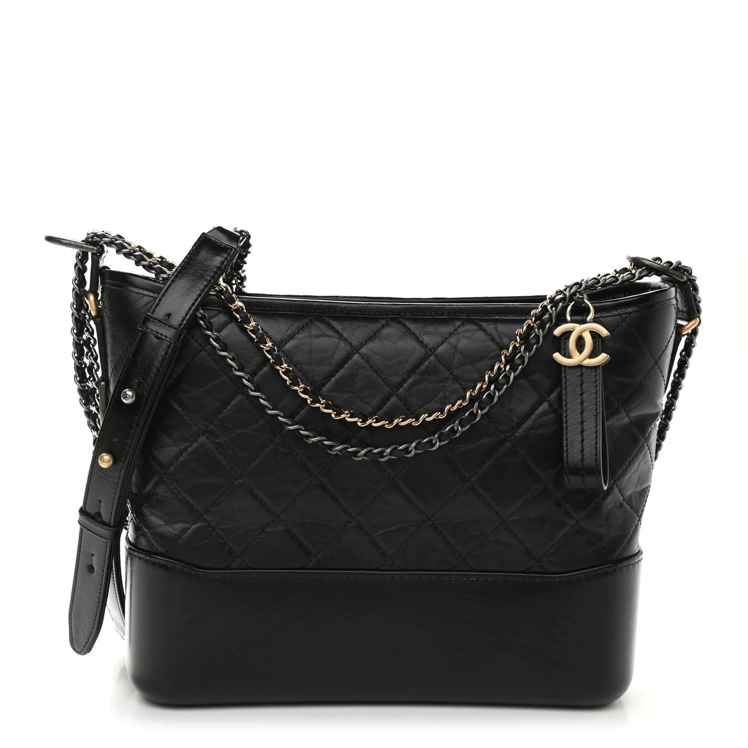 CHANEL Aged Calfskin Quilted Medium Gabrielle Hobo Black | FASHIONPHILE | Fashionphile