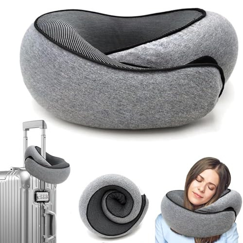 Travel Pillow - 2025 New Travel Pillow, Memory Cotton Travel Pillow, Suitable for Airplanes, Cars, Offices, Sleeping Neck Pillow with Storage Bag (Gray) | Amazon (US)