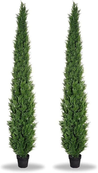 8 Feet Pre-Potted Evergreen Outdoor Artificial Cedar Tree for Front Porch Decor, Outdoor Entryway... | Amazon (US)