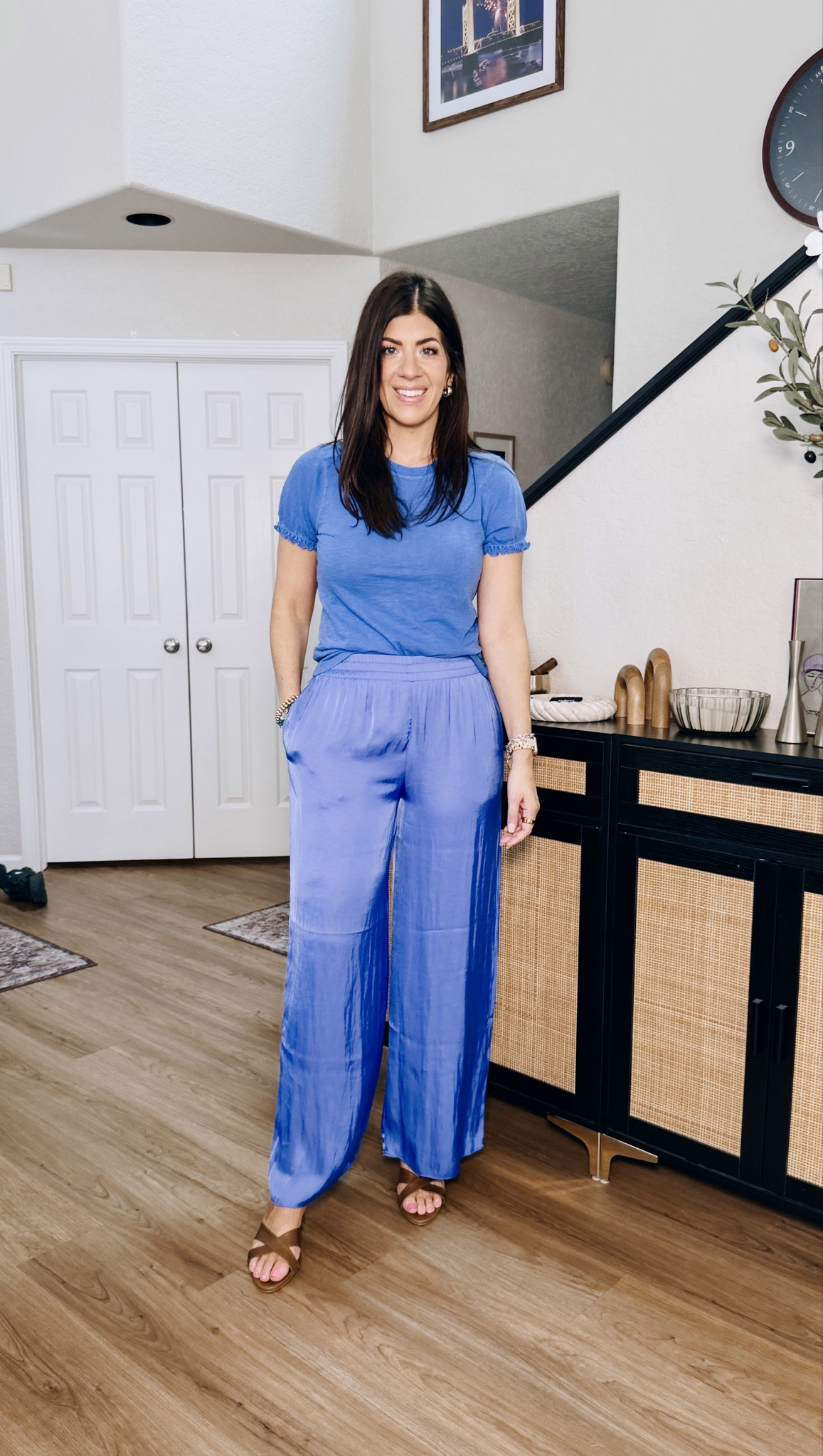 Use code MK20
In a medium tee and a medium wide leg satin pants 

#LTKSaleAlert #LTKOver40 #LTKMidsize