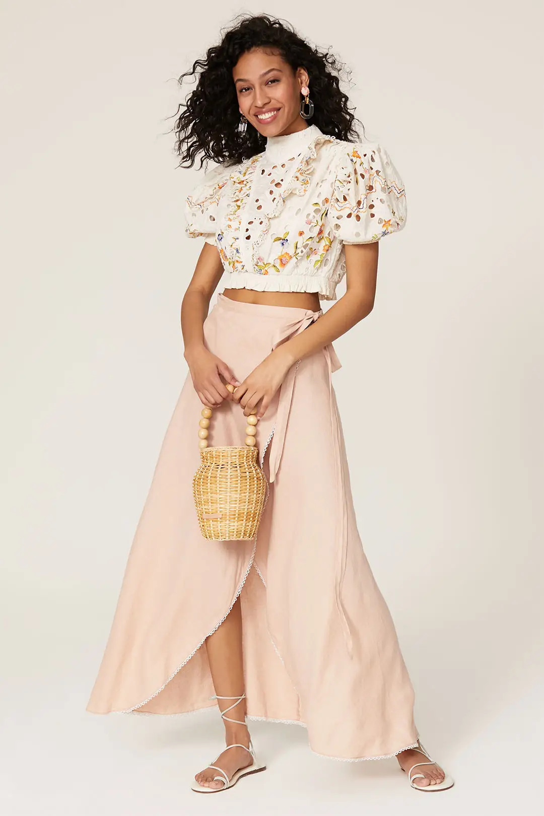 Hemant & Nandita Puff Sleeve Crop Top | Rent the Runway