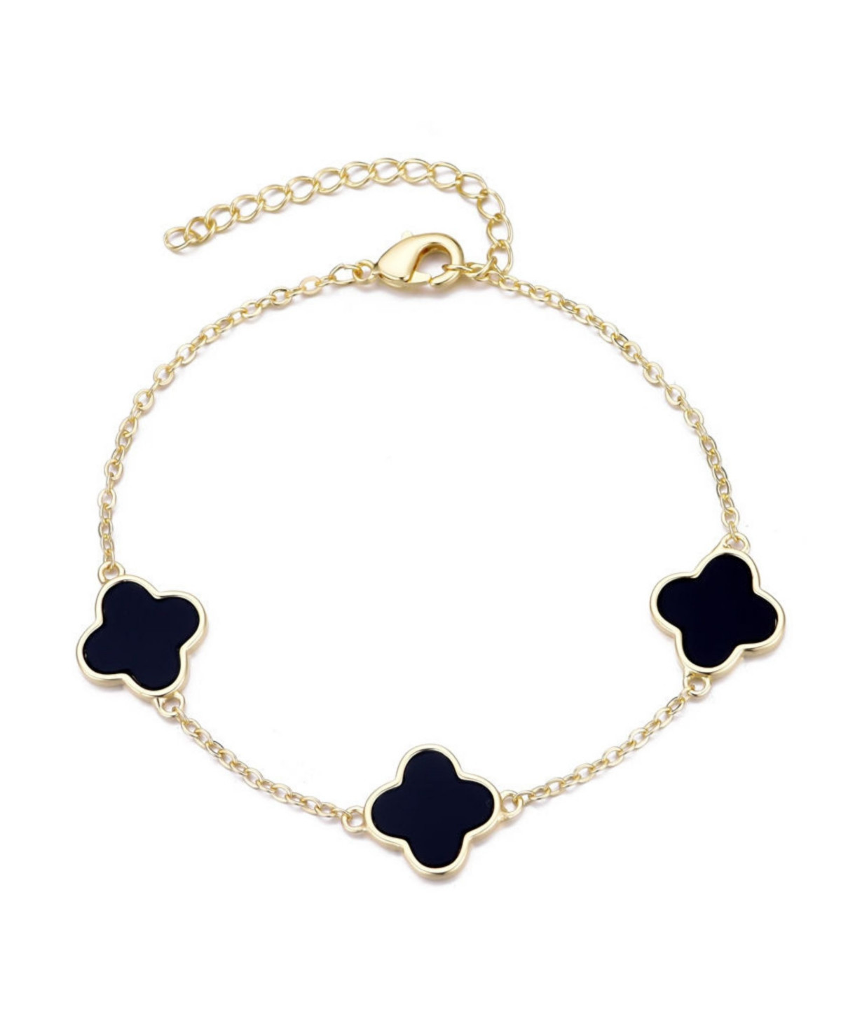 Adornia Gold Black Clover Station Bracelet - Gold, Black | Macy's