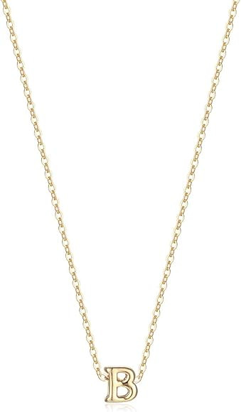 Tiny Initial Necklace, 14K Gold Plated Dainty Letter Necklace Delicate Small Initial Necklace Per... | Amazon (US)