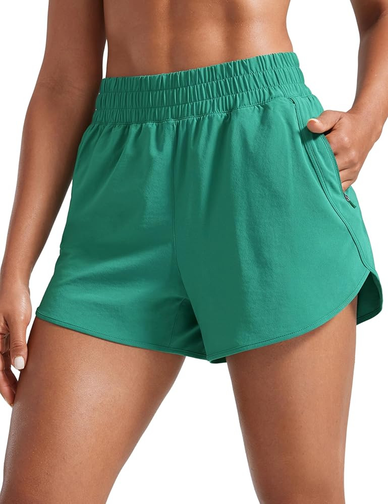 CRZ YOGA Womens High Waisted Running Shorts Mesh Liner 3'' Dolphin Quick Dry for Athletic Gym Tra... | Amazon (US)