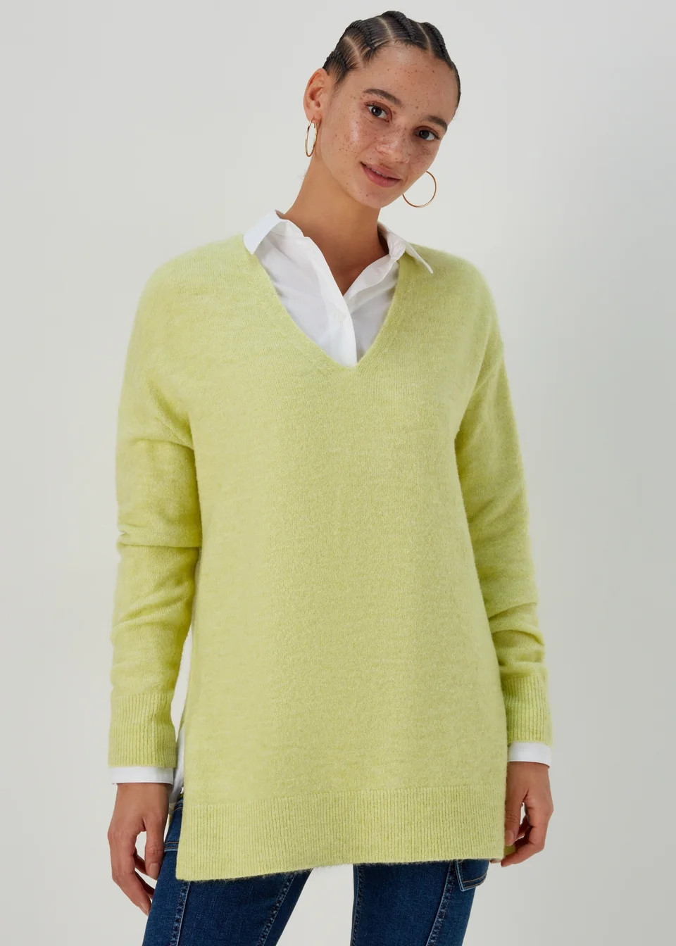 Lime Spandex V Neck Jumper - Small | Matalan (UK)