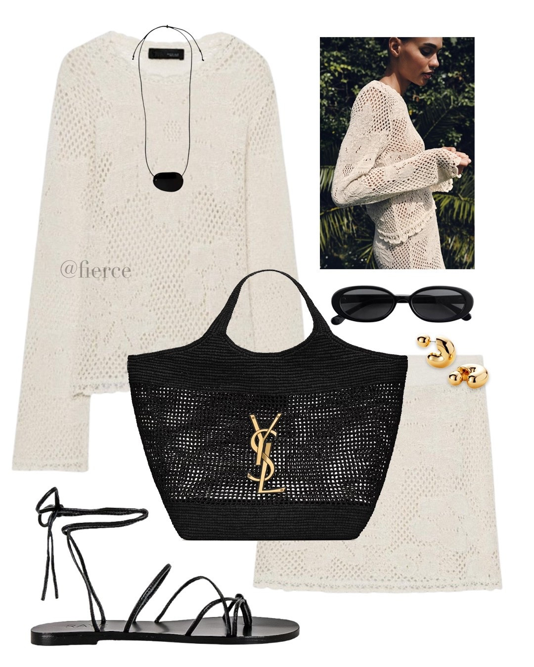 Crochet co-ord matching set Ysl black summer tote black tie up flat sandals vacation beach holiday outfit

#LTKsummer #LTKuk #LTKeurope