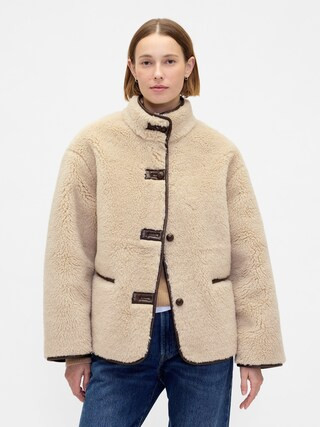 Recycled Sherpa & Vegan Leather-Trim Jacket | Gap (US)
