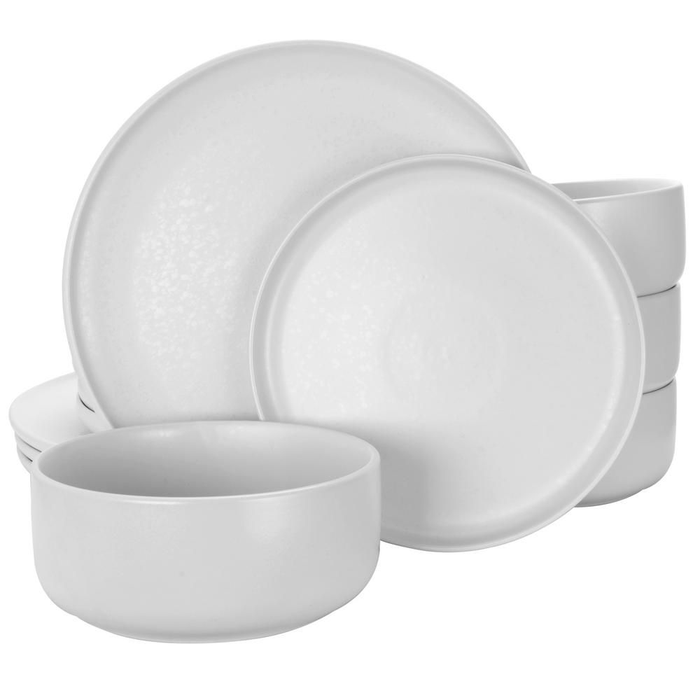 Gibson Home Stone Lava 12-Piece White Dinnerware Set 985105007M - The Home Depot | The Home Depot