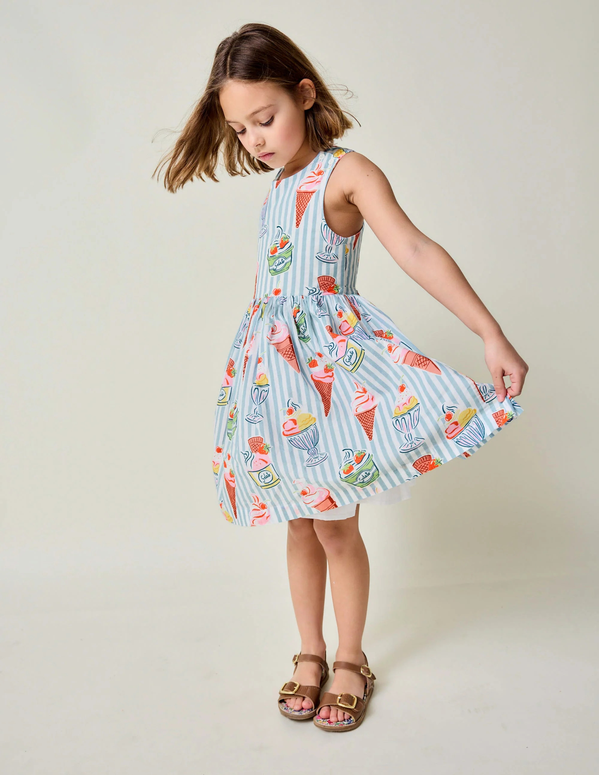 Harper Cross-Back Dress-Vintage Blue Ice Cream Stripe | Boden UK