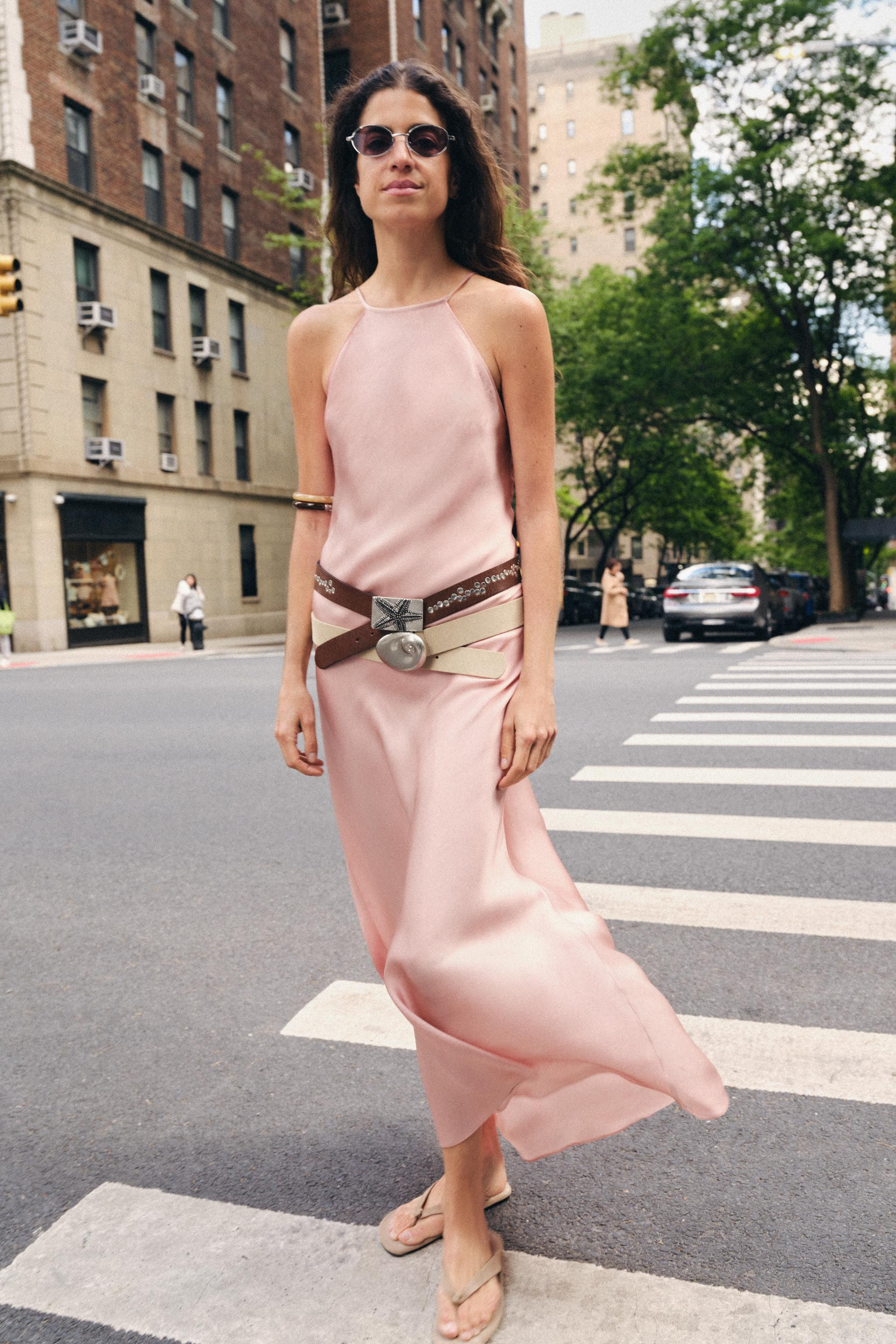 ZW COLLECTION SATIN EFFECT HALTER DRESS | Zara US