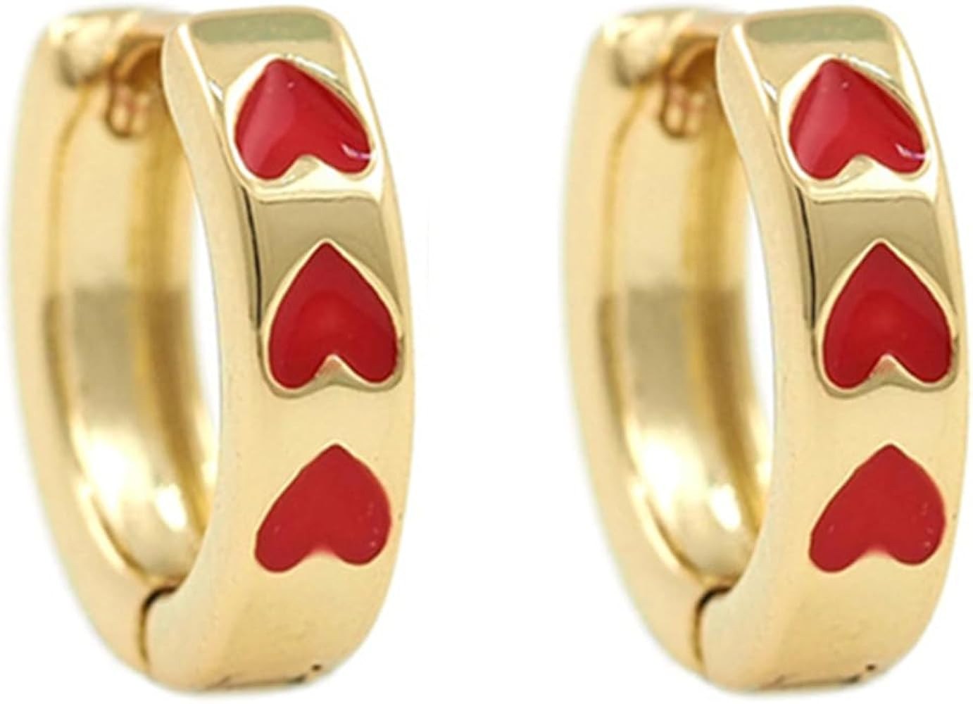 Dreuyet 18K Gold Plated Heart Hoop Earrings for Women, Small Huggie Love Heart Hoops with Enamel, Cute Lovely Heart Hoops Earrings, Huggie Dainty Gifts for Birthday Valentine's Day | Amazon (US)